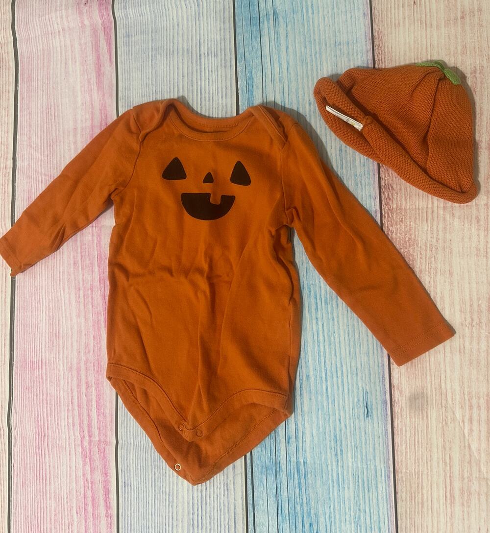 Gymboree Baby Toddler Boys Pumpkin Bodysuit & Hat – 18–24 Months